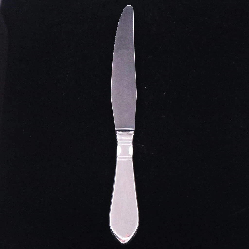 Georg Jensen. Silver Dinner Knife, Short Handle, Serrated. 016 - Continental