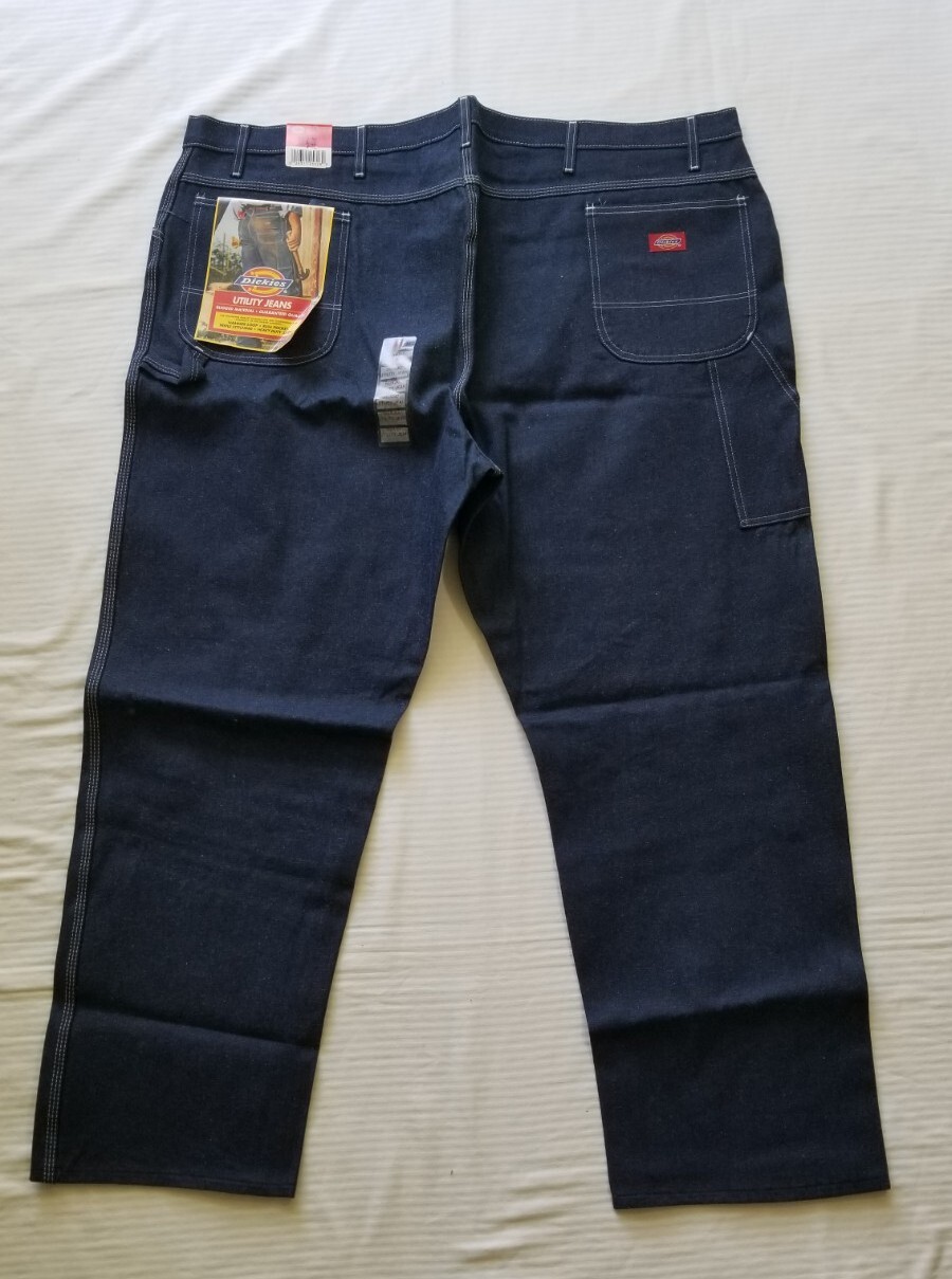 Vintage 90s Dickies Denim Jeans Adult Size 50x30 Blue Carpenter Utility Jean NWT
