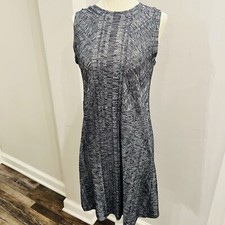 Gap Ribbed Softspun Sleeveless Panel Dress Small Navy White Tightknit