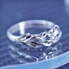 size 8, vintage sterling silver 925 handmade woven band ring