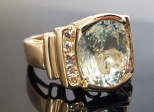 4.80TCW Beautiful Vintage Aquamarine Diamond 14k yellow gold ring