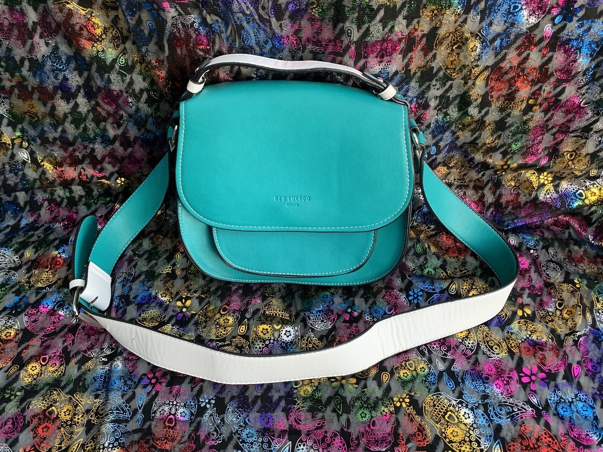 RED CUCKOO London Shoulder Bag in Turquoise with Hand strap and