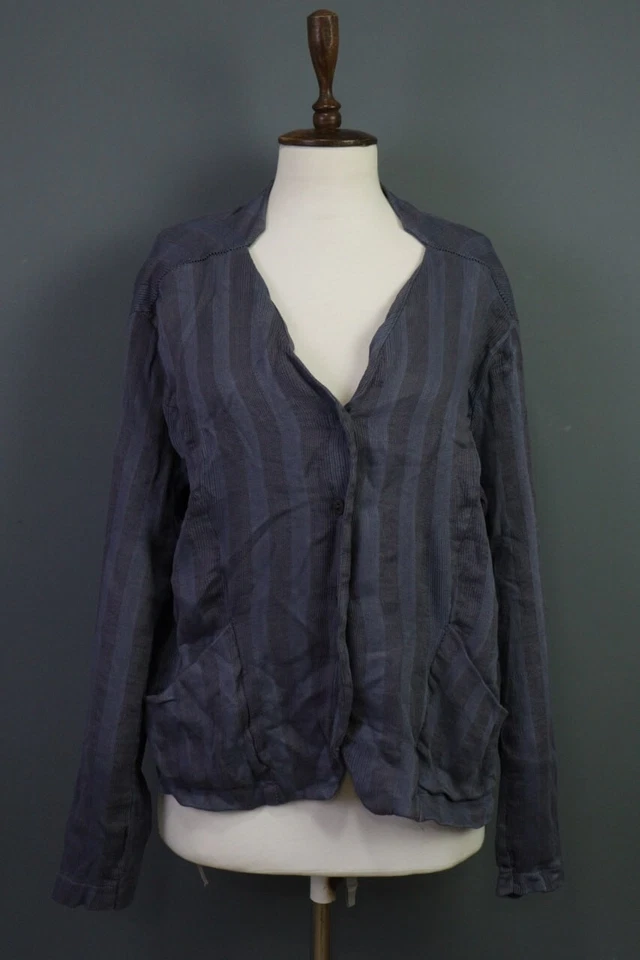 Cárdigan Suéter TRANSIT PAR TAL Azul Rayas Lino Tejido Talla 3