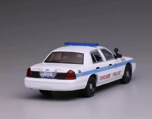 1:64 596 White Chicago Police Crown Victoria CV EN114 Model Diecast Metal Car - Bild 5 von 5