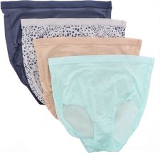 Breezies Silky Knit Full Brief Panties Set 4 Inky Dots L NWOT 945 