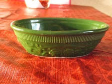 Vintage Genuine  Glass Ovenware Small Green Oval Bowl TST Serving USA Dish  