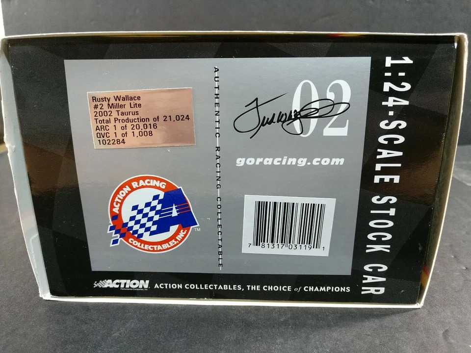 RUSTY WALLACE #2 Miller Lite 2002 Ford Taurus 1:24 ACTION - Image 4 of 4