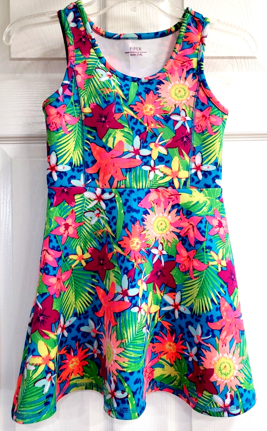 Piper Sundress Multicolor Floral Stretch Sleeveless Girls Size Medium 7/8 EUC-image