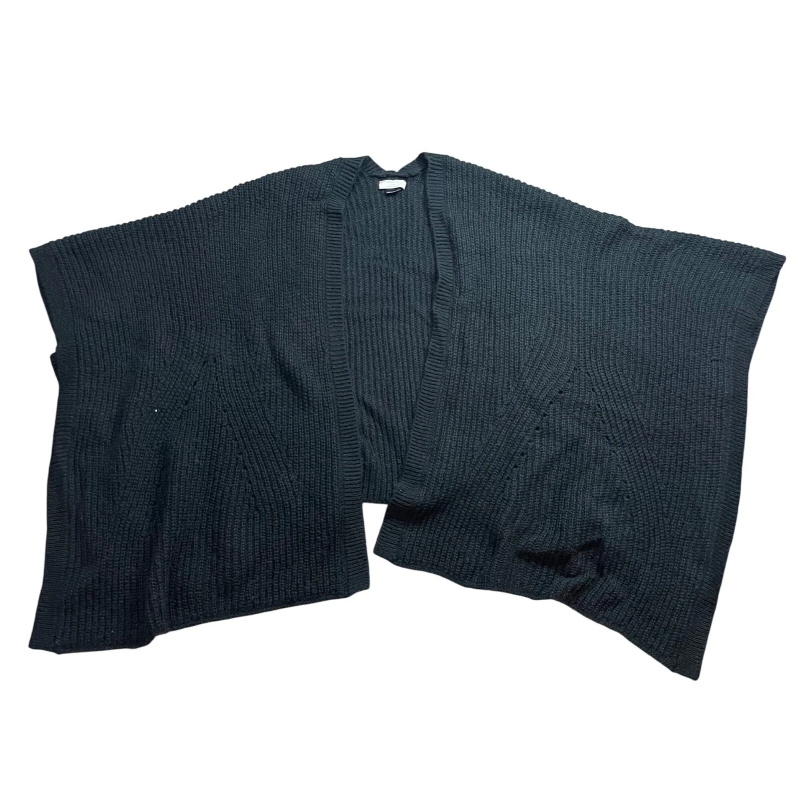 David & Young Open Front Knit Cardigan Poncho Cape Women's One Size Black Knit