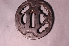 Antique Japanese Tsuba Samurai Katana Sword Guard Iron H-0020