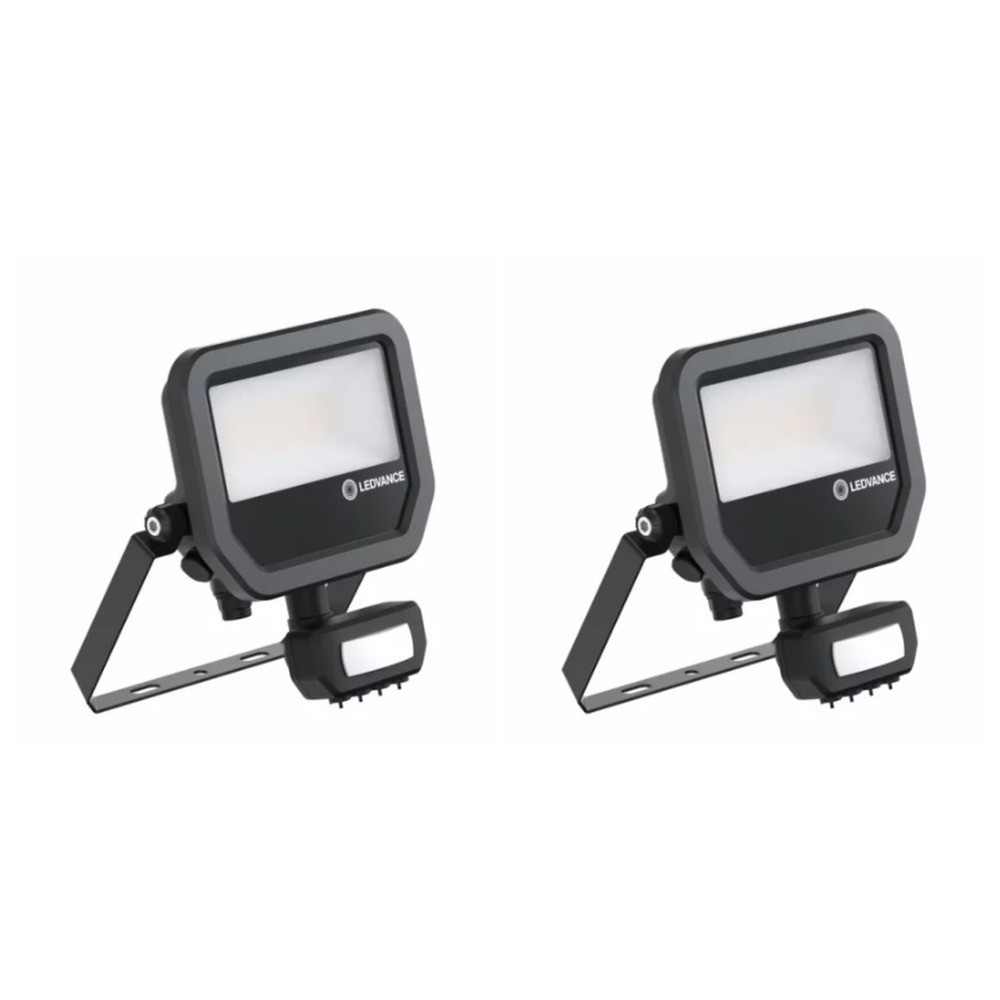 2 x Ledvance 309526 LED Floodlights 17W 4000K With PIR Sensor - Black