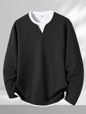 Jeanswest Men's Fashion Waffle Knit Long Sleeve T-Shirt
