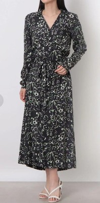 BRAND NEW Whistles  Black Scribble Bouquet Floral Midi Dress UK Size 6 RRP £169