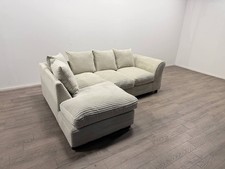 Harry Left-Hand Fabric Corner Sofa – Stone (Beige)