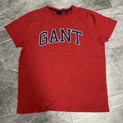 Gant L Tee T-Shirt Herren Kurzarm Rundhals Regular Fit Gr. L Rot Top Zustand Top