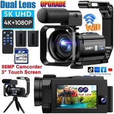 5K 56MP Dual Lens Video Camera Camcorder Youtube Digital Camera 3.0 Inch LCD 64G