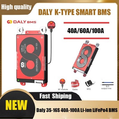 Daly Smart BMS 3S-16S 12V-60V 40A-100A Li-ion LiFePo4 Battery BMS Bluetooth SUK