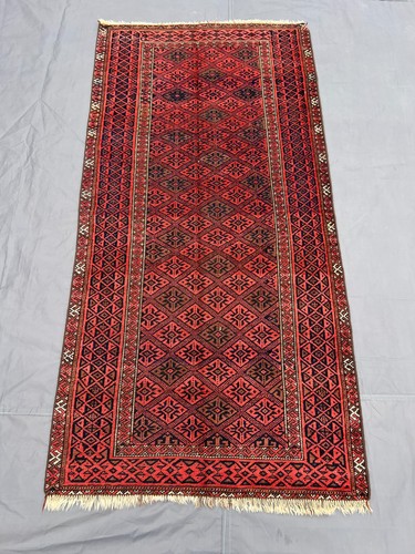 3x6'1 Ft Vintage Handknotted Turkoman Ersari Geometric Wool Rug