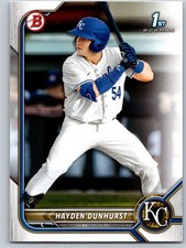 #BD-44 Hayden Dunhurst 1st 2022 Bowman Draft Base Paper Kansas City Royals