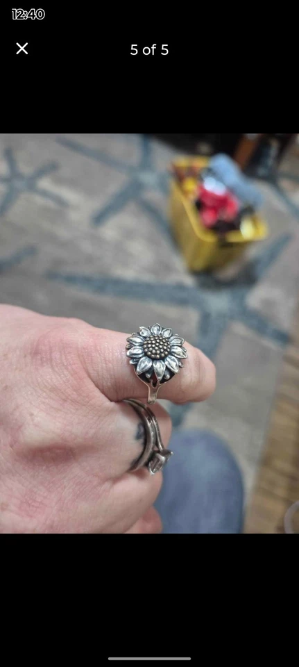 James Avery Sterling Silver And Bronze Sunflower Ring Size 6 - Image 2 of 3