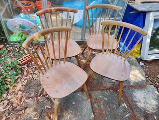 Set of 4 Ercol Windsor Dining Chairs Stick Back Blue Label 449