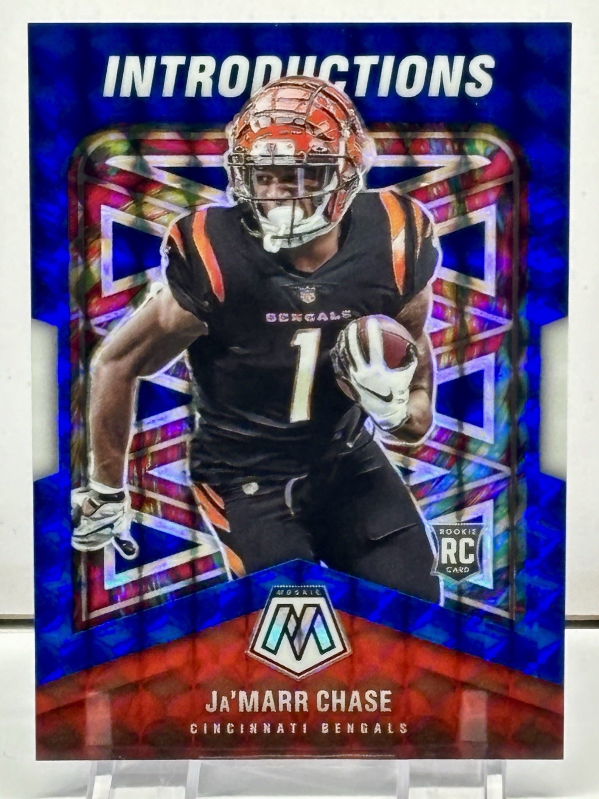 2021 Panini Mosaic Introductions BLUE PRIZM Rookie Ja'Marr Chase /99 Bengals RC