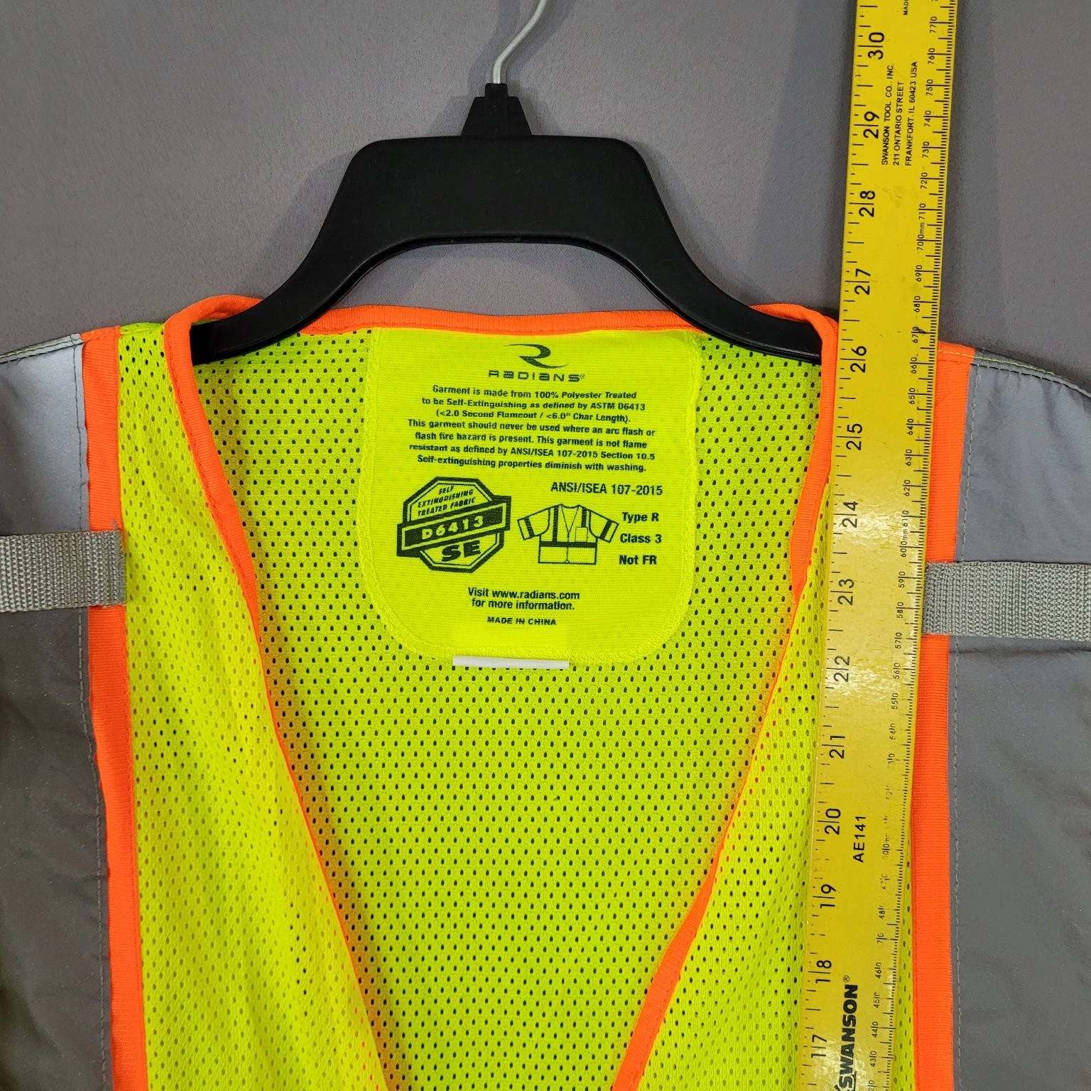 Radwear Men's Hi-Vis Yellow Safety Vest L Reflective Class 3 Ansi Workwear image 4