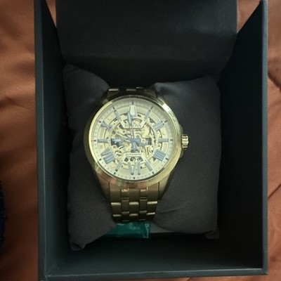 Bulova Sutton Automatic Gold Skeleton Dial Men's Watch 97A162
