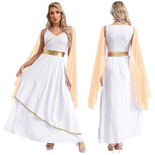 Womens Ancient Greek Toga Goddesses Costumes Party Halloween V Neck Sleeveless G