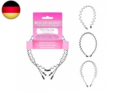 Brushworks Flexi Zig Zag Headbands - 3 Pack