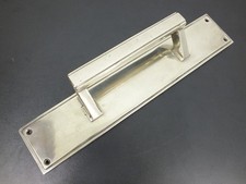 ORIGINAL LARGE VINTAGE ART DECO SOLID NICKEL PULL HANDLE SHOP DOOR HANDLE