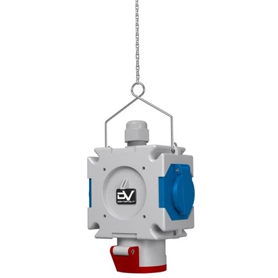 Energiewürfel Stromverteiler mDV 1x16A/5P 2x230V 1,5m Kette Kreuzverteiler 2695 - Bild 1 von 4