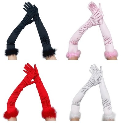 Fashion Gloves Female Elegant Solid Etiquette Gloves Wedding Party Long Gloves