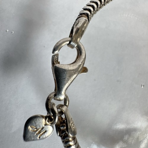 Charmed Memories Sterling Silver Snake Coiled Charm Bead Bracelet Lobster 7.5" - Picture 3 of 7