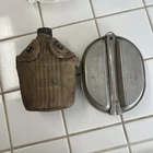Vintage US Military Wyott Mess Kit And canteen Split Seam  U S S M Co 1945 WW2
