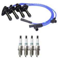 NGK Wire Set & Denso 4 Double Iridium Spark Plugs Kit for Subaru Legacy 2.5L H4