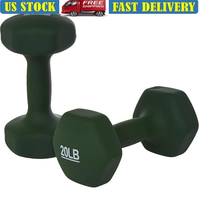 Neoprene Dumbbell Hand Weights Set of 2 20lb Hexagon Non Slip Grip Fitness New