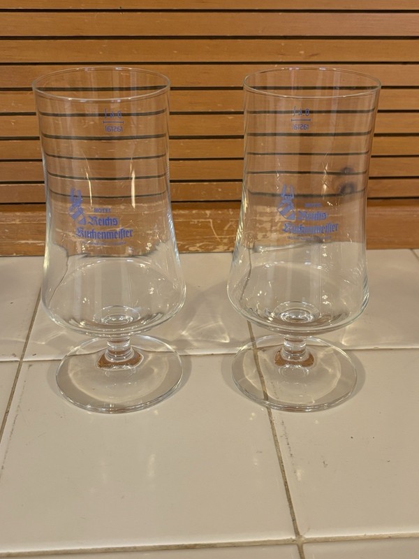 Set of 2 Vintage Hotel Reichsküchenmeister .4L Glasses Rothenburg TauberGermany