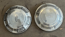 1968-1974 Chevrolet Bowtie Dog Dish Hubcaps Poverty Caps Pair Oem C10 Camaro