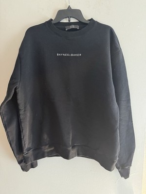 Baynes + Baker Black Crewneck Sweatshirt Logo Chest Made in Italy Men s XXL