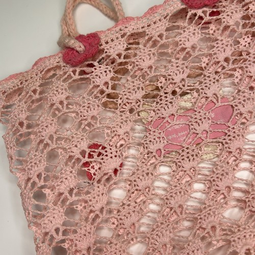 Hello Kitty Crochet Tote Bag Pink Japan Limited Sanrio 2001 Retro Vintage Rare - Picture 9 of 17