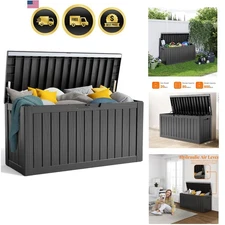 Outdoor Storage Box Waterproof Resin Deck Box Lockable Patio Furniture Garden...