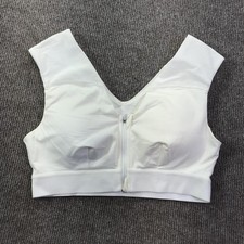 Tommie Copper Sports Bra Womens Medium White Zip Front Support Compression Mesh