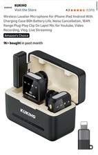 Wireless Lavalier Microphone for iPhone iPad Android With Charging Case 80h Play