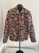 Requirements Quilted Paisley Jacket Women  s M Multicolor Boho Retro Print Lined
