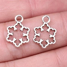 Clearance 60PCS Sale Antique Silver Snowflake Charm Pendant, Double Sided GGS206