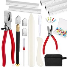 58 Pcs Stained Glass Supplies Cutter Kit Including 8 Layout Block System 2...