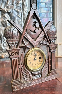 Antique 1867 John Haley Bellamy Masonic Clock Niles Ward & Co Charlestown MA