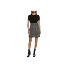 TED BAKER Klaudid tweed boucle mockable A-line dress day work Size 2~ UK 10