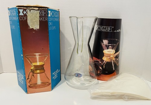 Vintage 1970s Chemex CM-1 Coffeemaker for 1-3 Cups w/ Box & Instructions